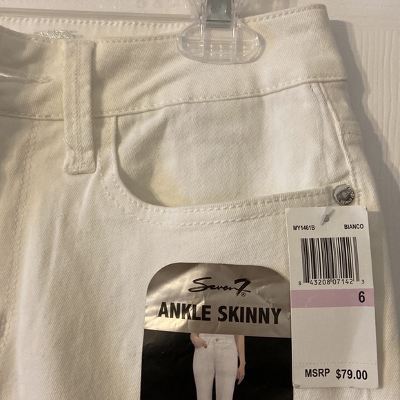 Seven7  High Rise Strech Ankle Skinny Women White Jeans Pants size 6 brand new - Picture 5 of 12